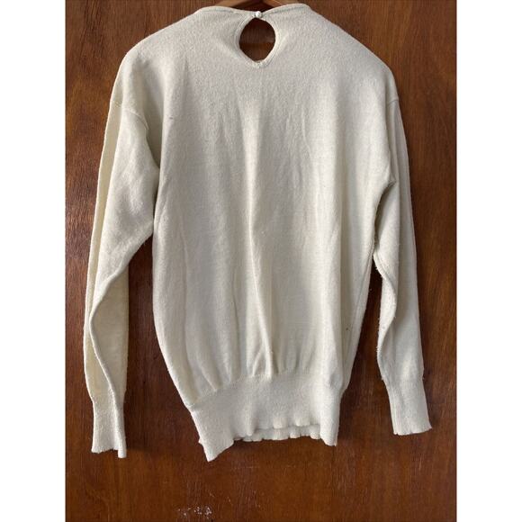 VTG Regency Collection for Joyce Large Ivory Gold Sequined Embellished Sweater - Picture 10 of 12